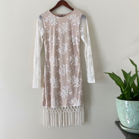 REVOLVE Majorelle Filaree Fringe Dress in Ivory - Picture 1 of 8